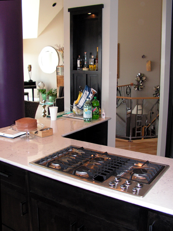 Niche cabinet for oils and just a cool way to make a plain wall a feature of interest